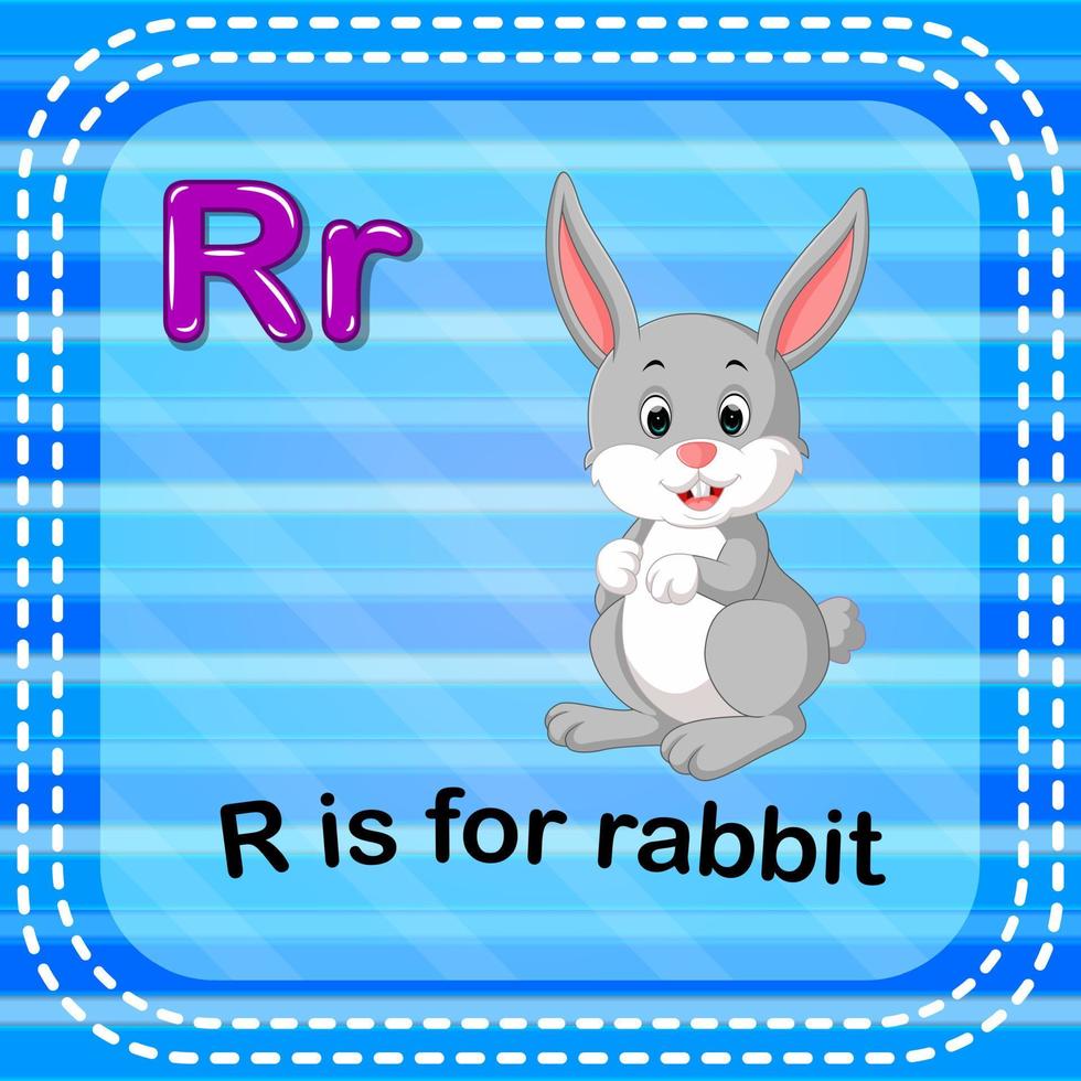 Flashcard letter R is for rabbit vector