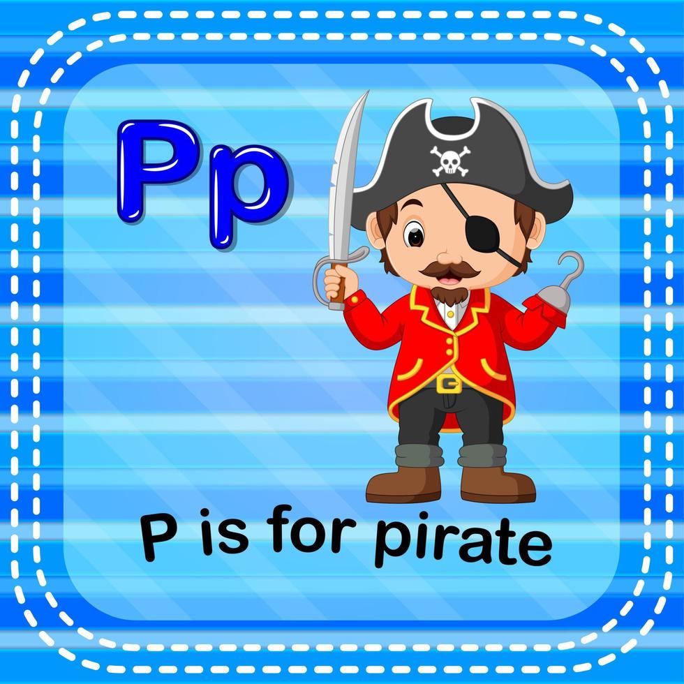 flashcard letra p es para pirata vector