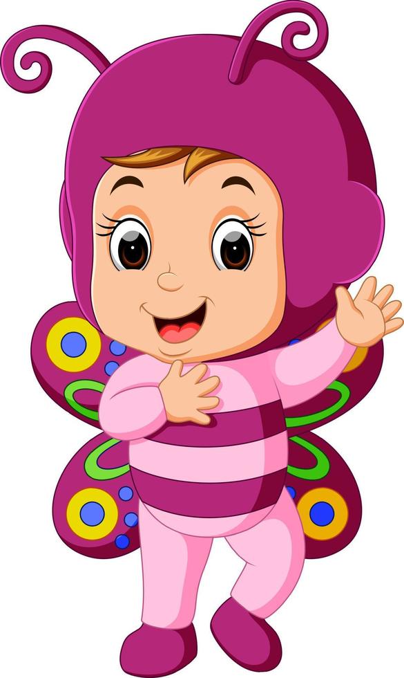 Cute girl cartoon wearing butterfly costume vector