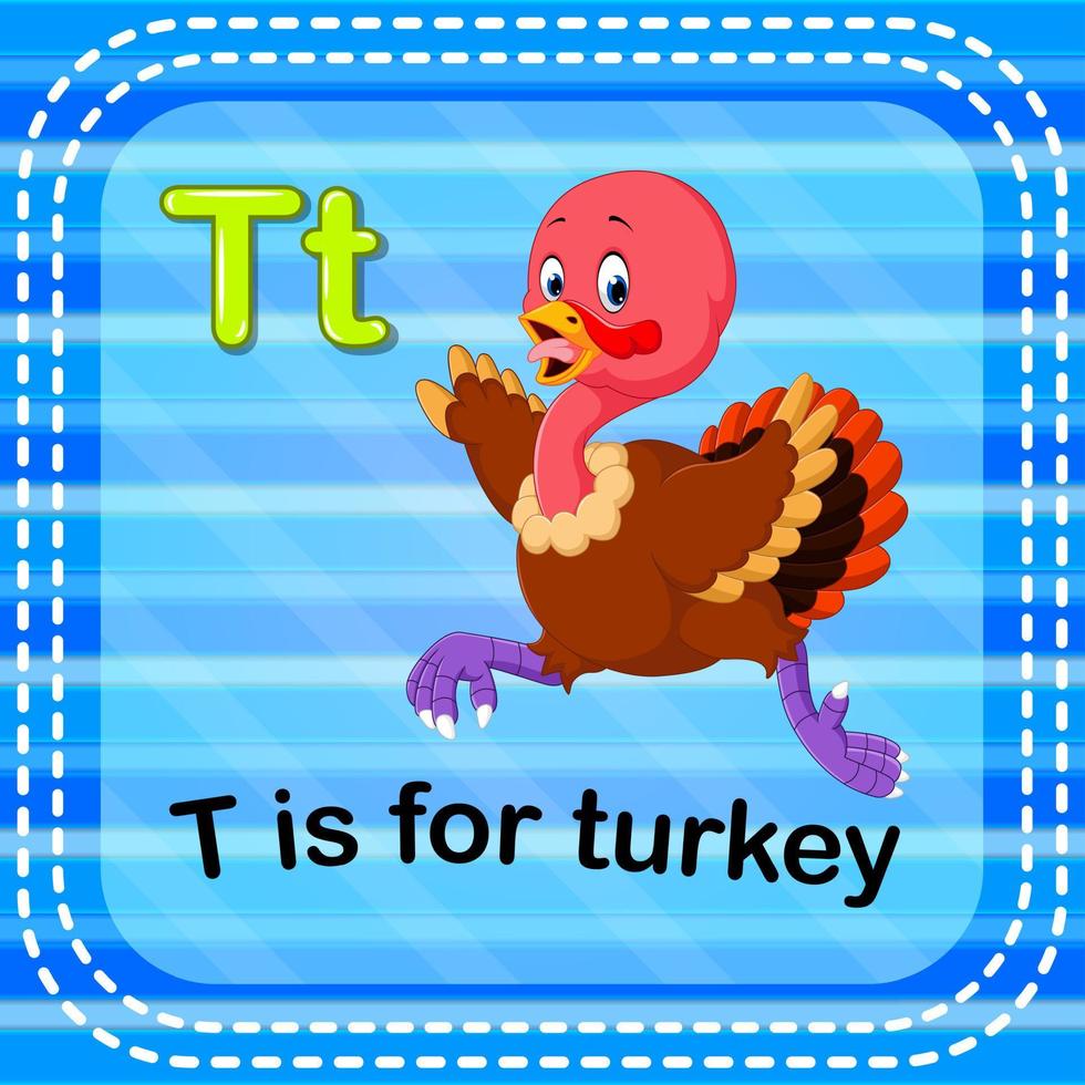 Flashcard letter T is for turkey vector