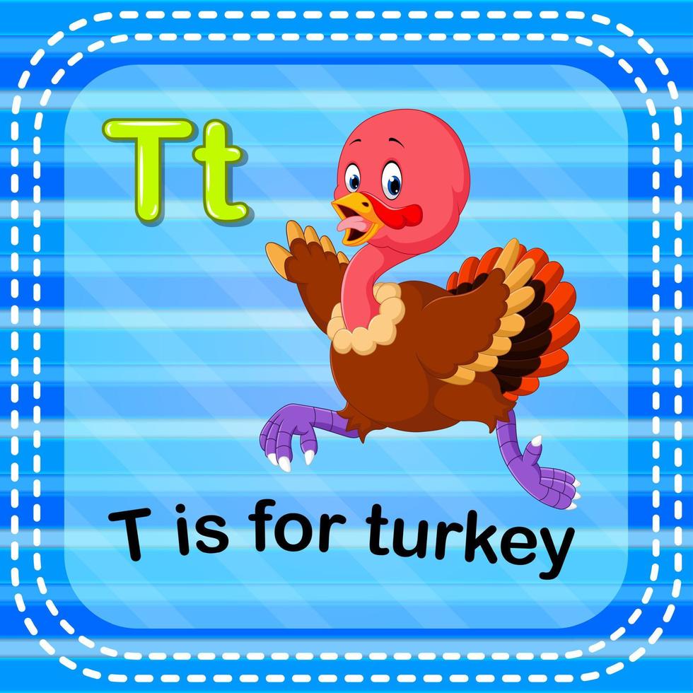 Flashcard letter T is for turkey vector