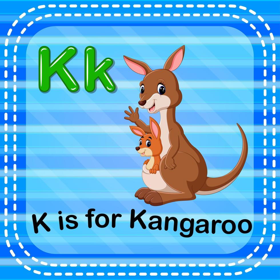 Flashcard letter K is for kangaroo vector