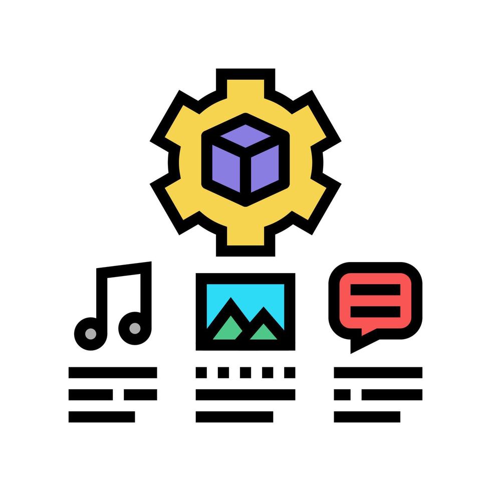 settings of audio, image and test ugc color icon vector illustration