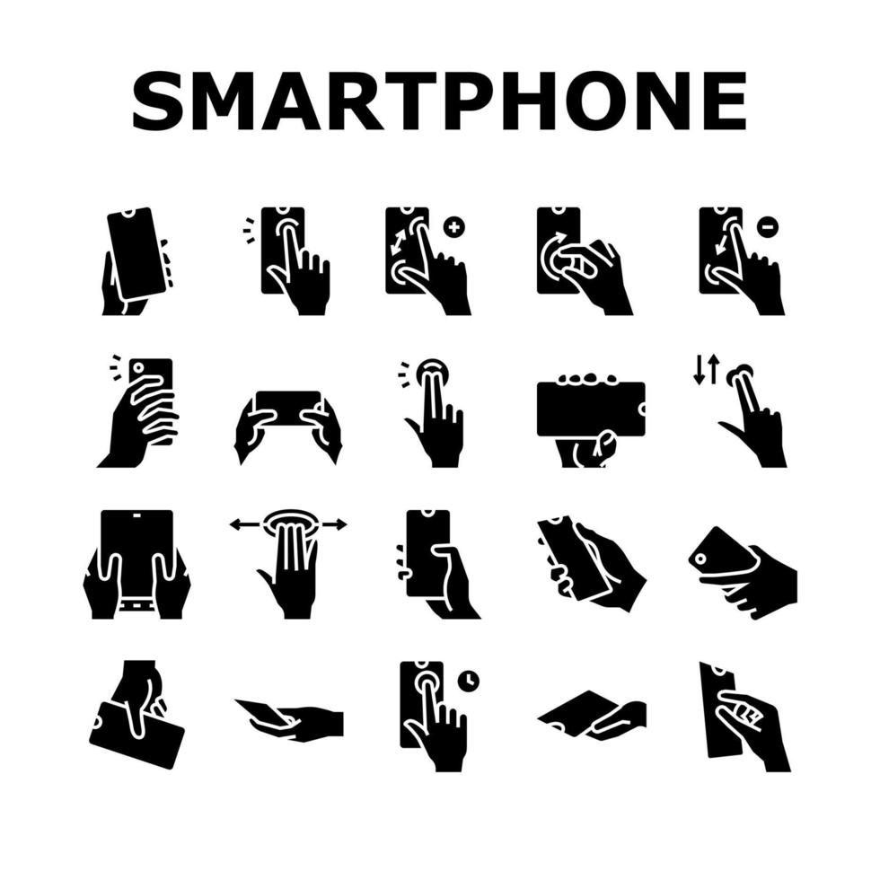 conjunto de iconos de colección de gestos de teléfonos inteligentes vector
