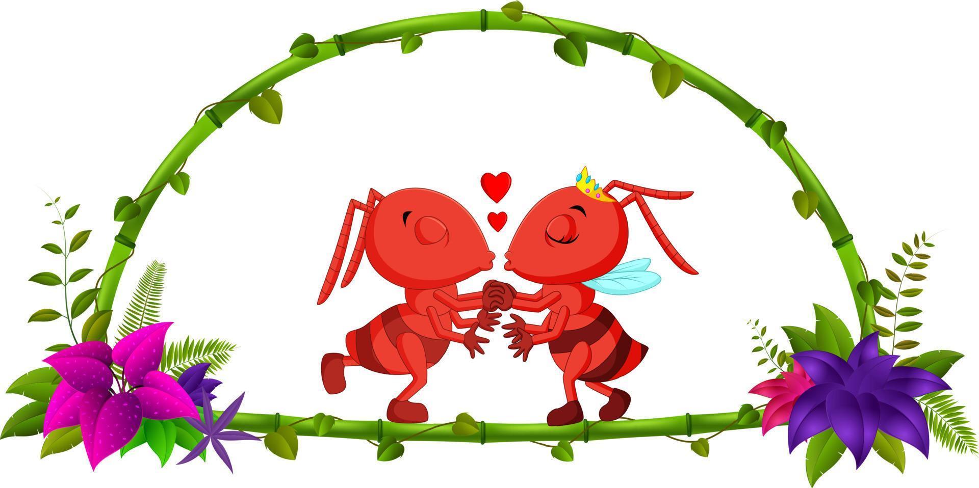 frame of bamboo and couple ant vector