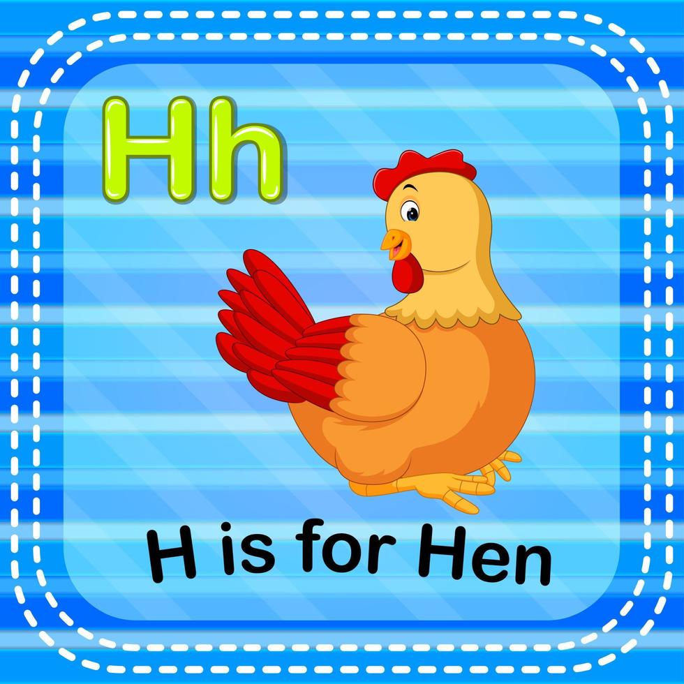 flashcard letra h es para gallina vector