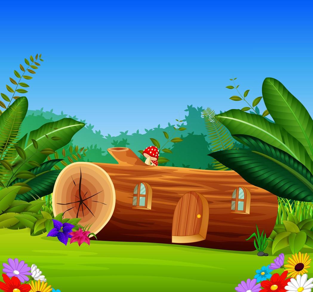 a wood house in a beautiful nature vector