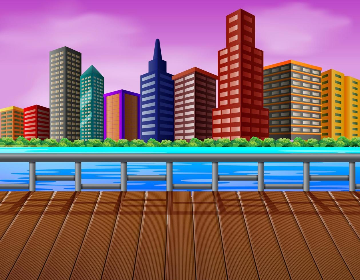 escena de la ciudad con el río vector