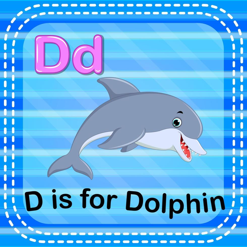 flashcard letra d es para delfines vector