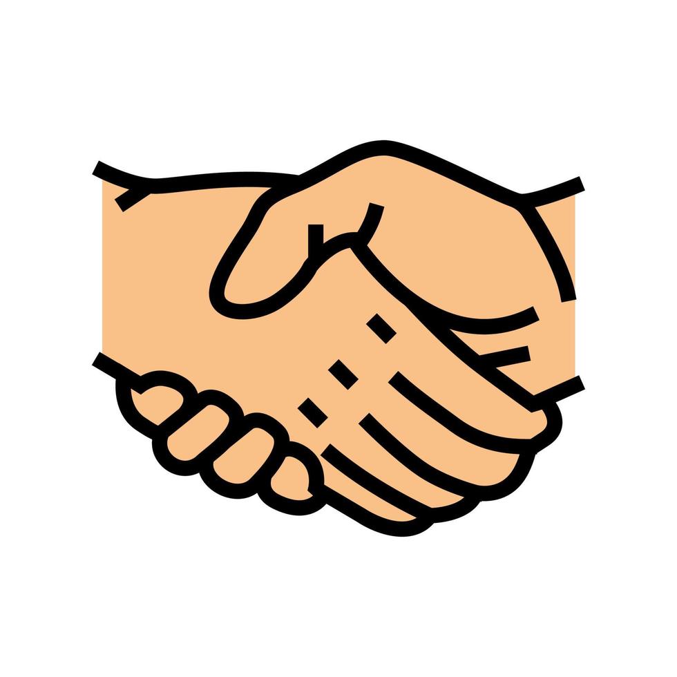 handshake with hand color icon vector illustration