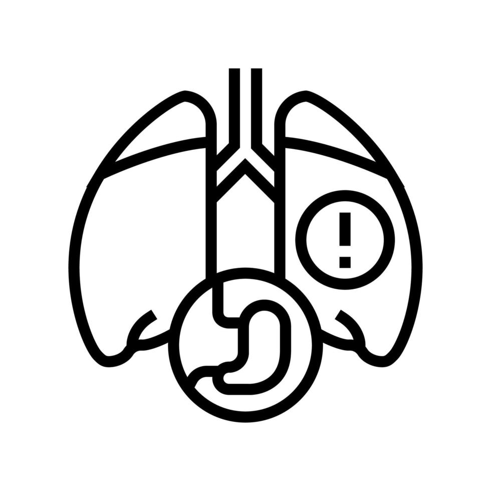 ilustración de vector de icono de línea de problemas de pulmón o respiración