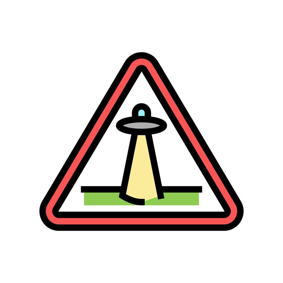 alien abduction warning color icon vector illustration