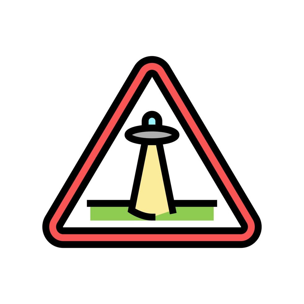 ilustración de vector de icono de color de advertencia de abducción alienígena