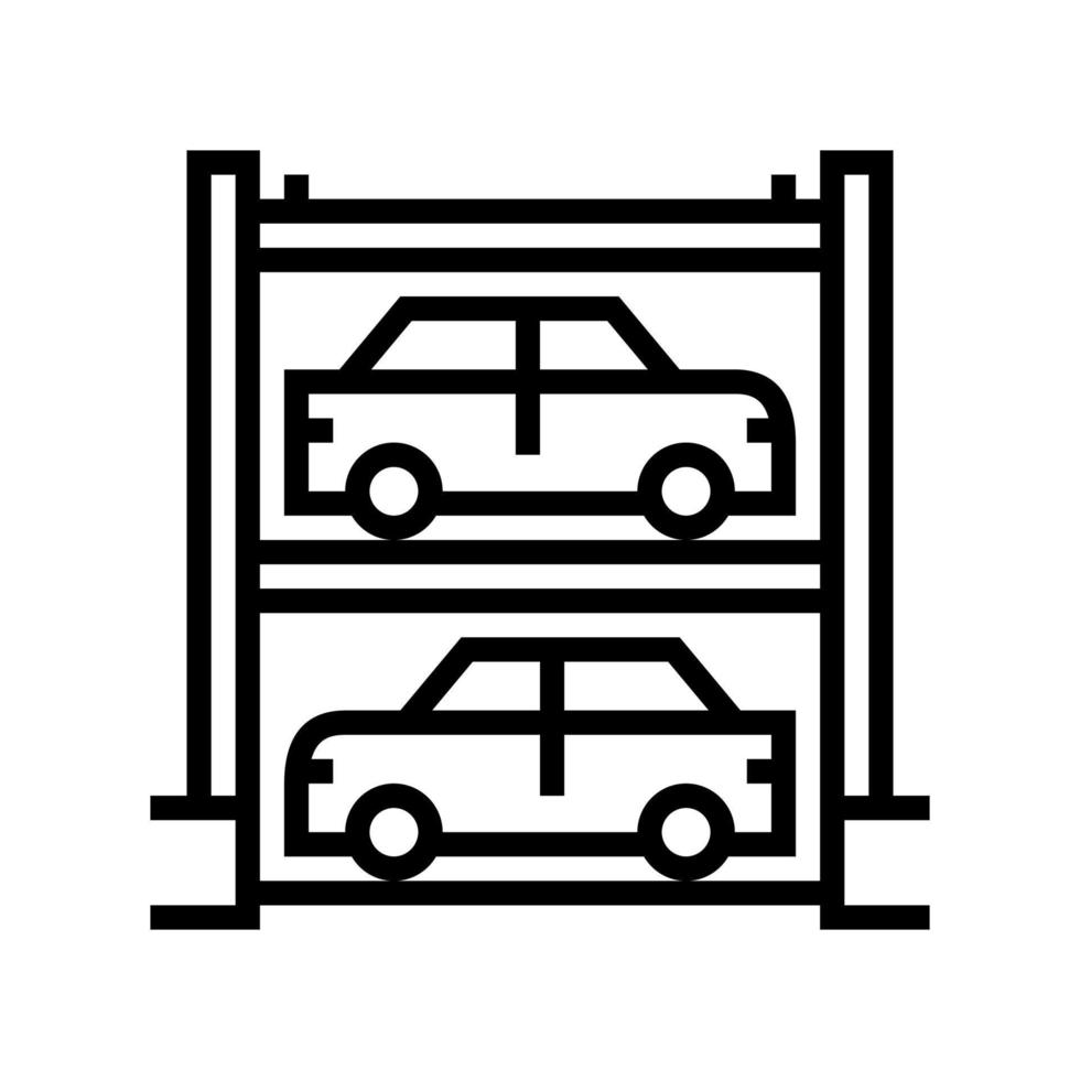 Ilustración de vector de icono de línea de estacionamiento de automóviles multinivel