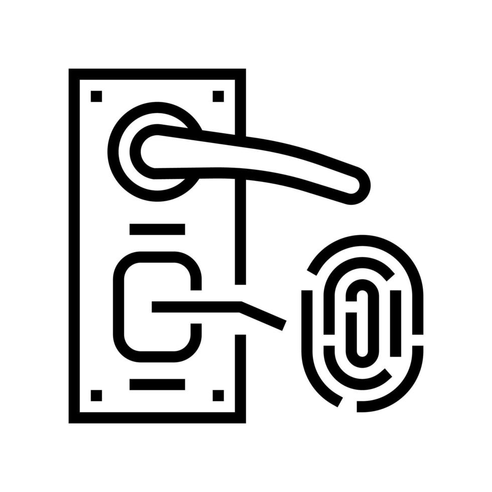 fingerprint security system for open door line icon vector illustration