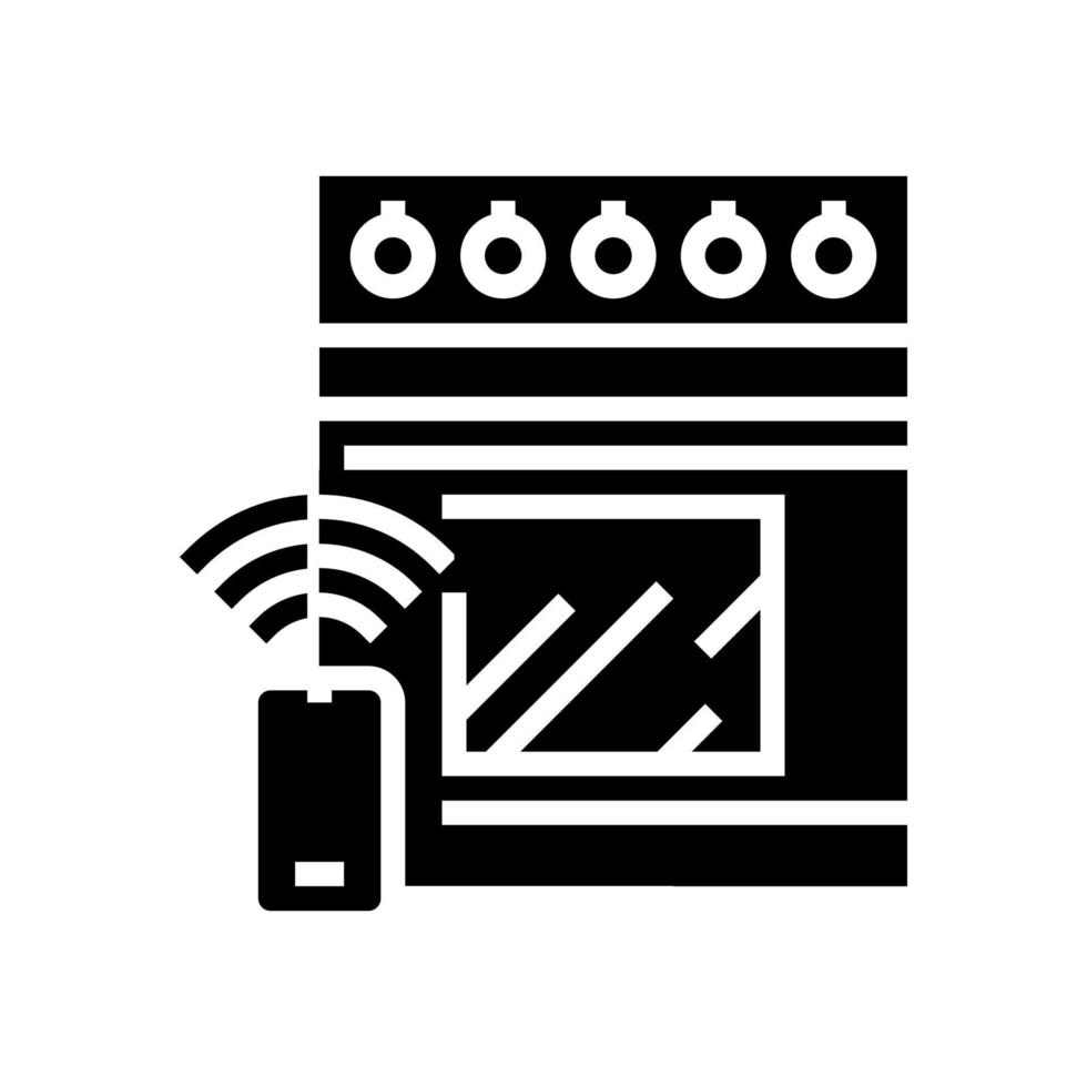 cocina estufa control remoto glifo icono vector ilustración