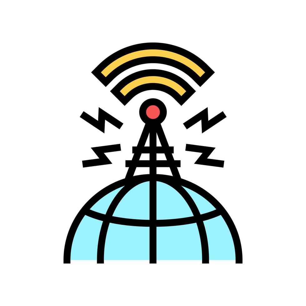 Ilustración de vector de icono de color de antena de noticias de radiodifusión mundial
