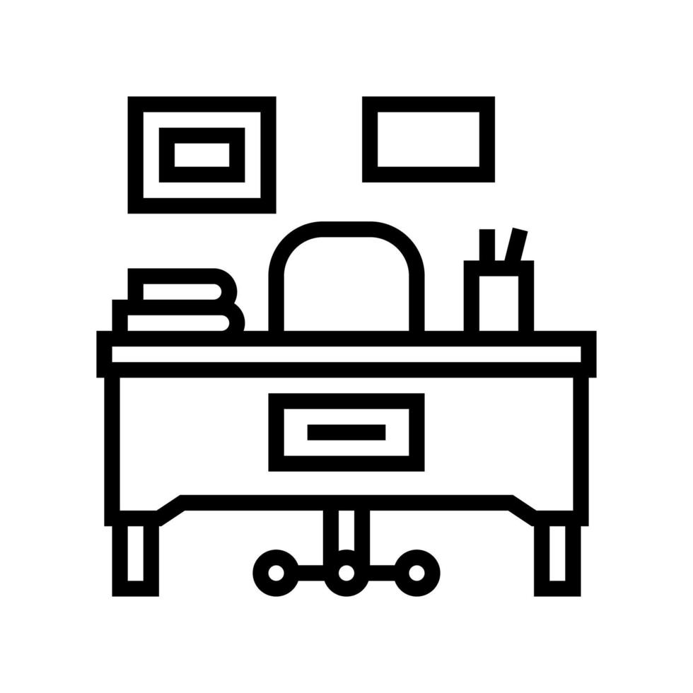 teacher working place line icon vector illustration