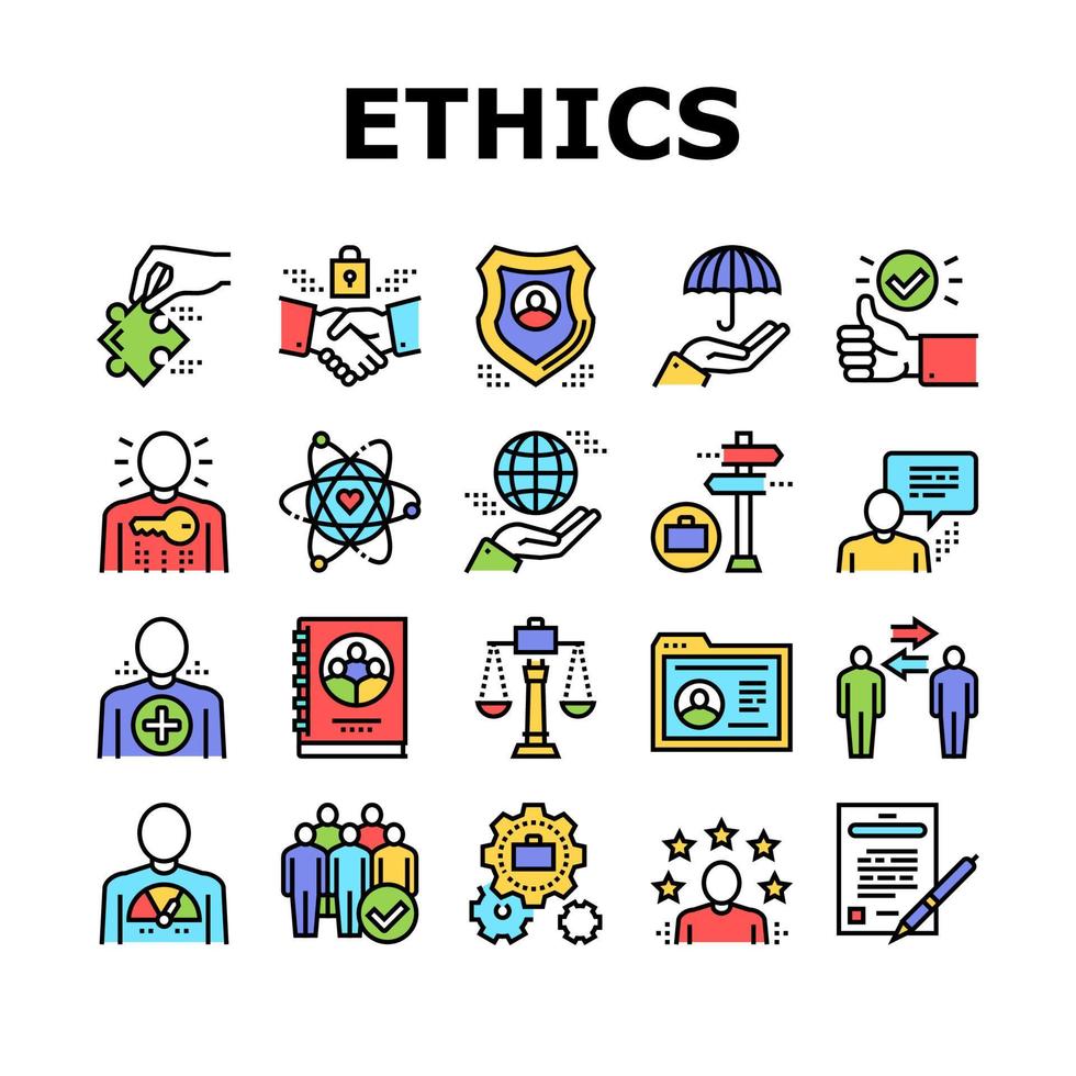 Business Ethics Moral Collection Icons Set Vector 10302853 Vector Art