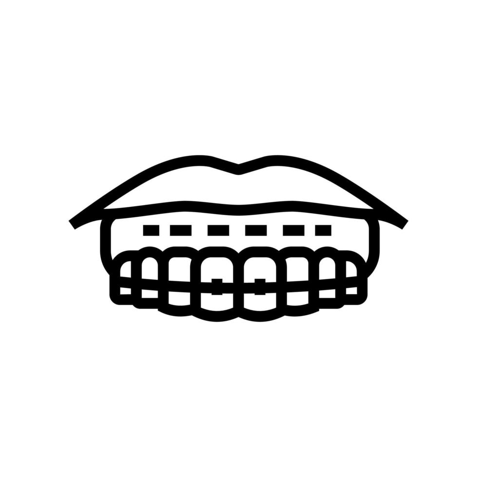 sticking to lips tooth braces line icon vector illustration