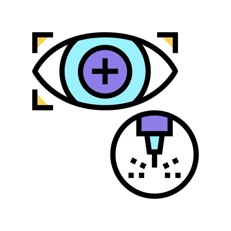 ilustración de vector de icono de color de tratamiento láser de visión ocular