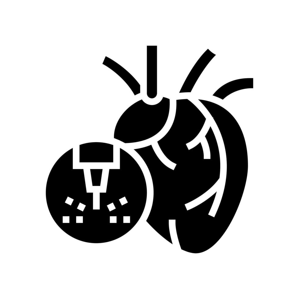 corazón tratamiento médico láser glifo icono vector ilustración