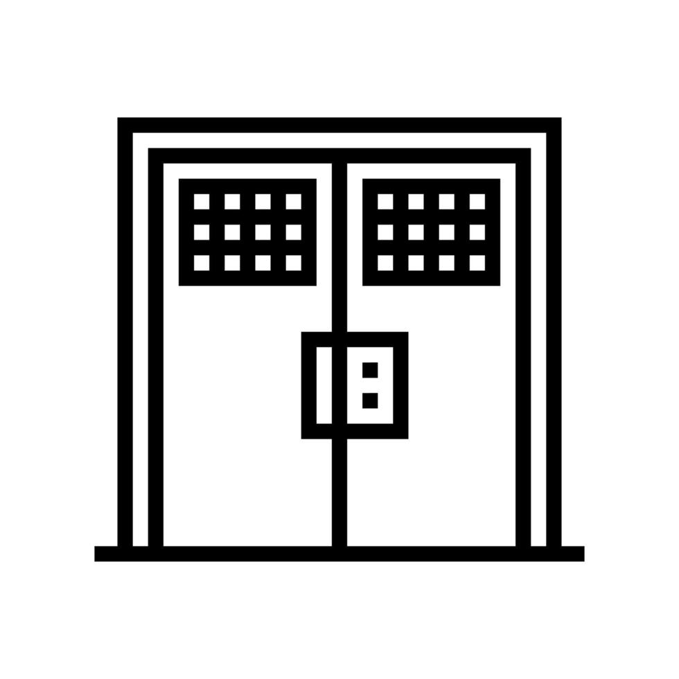 Ilustración de vector de icono de línea de puerta de prisión metálica doble