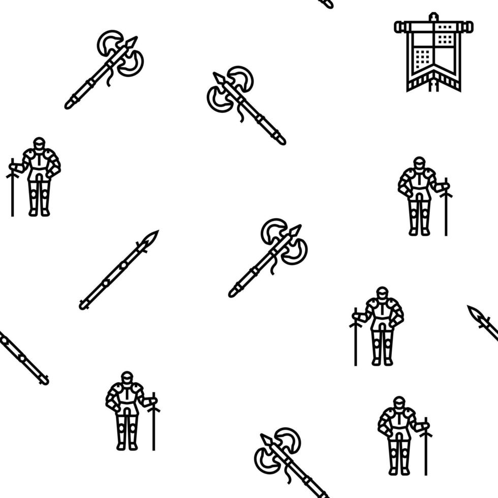 Medieval Warrior Weapon And Armor Vector Seamless Pattern