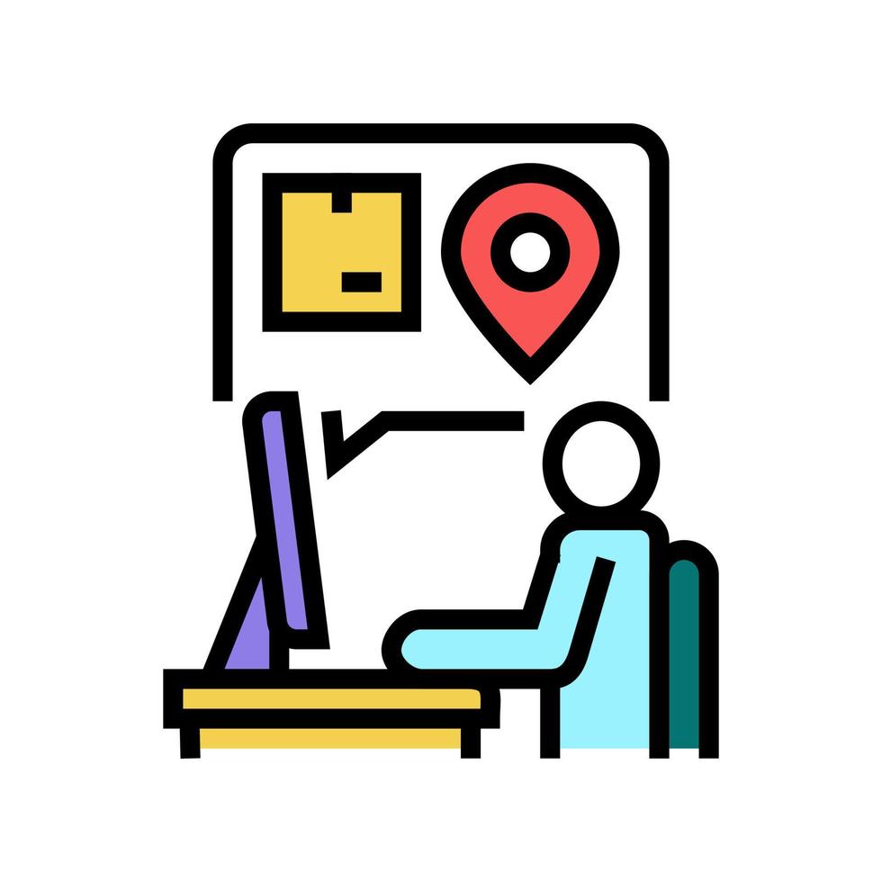 manager checking order location color icon vector illustration