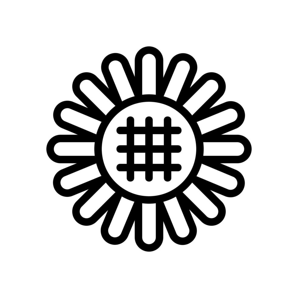 Ilustración de contorno de vector de icono de flor de girasol maduro
