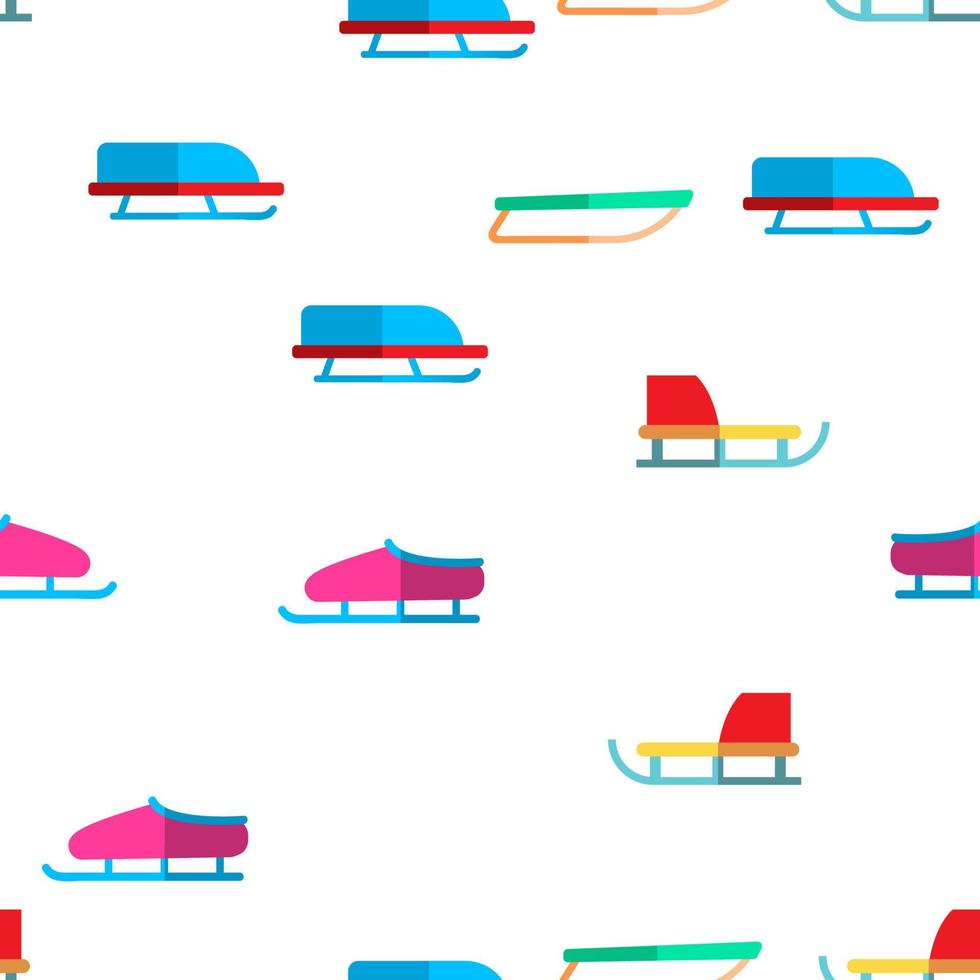 Sled, Winter Activity Vector Seamless Pattern
