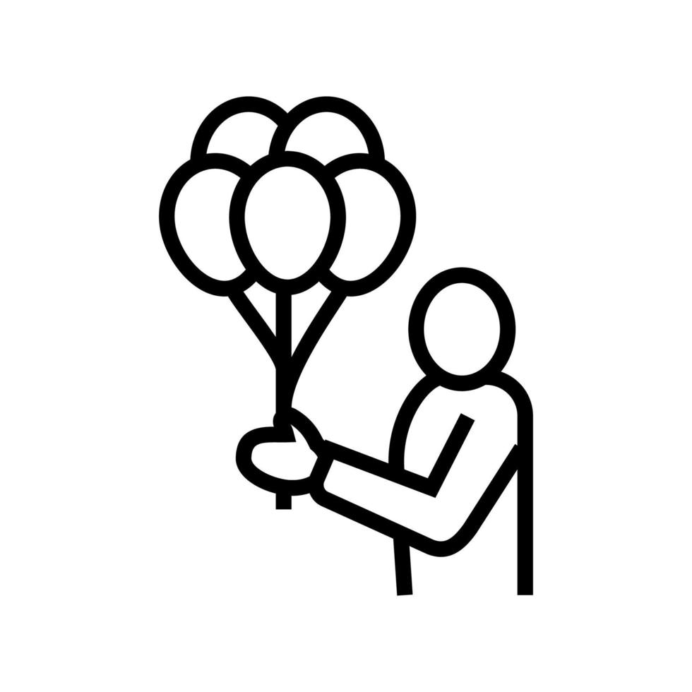 gift balloon holding human line icon vector illustration