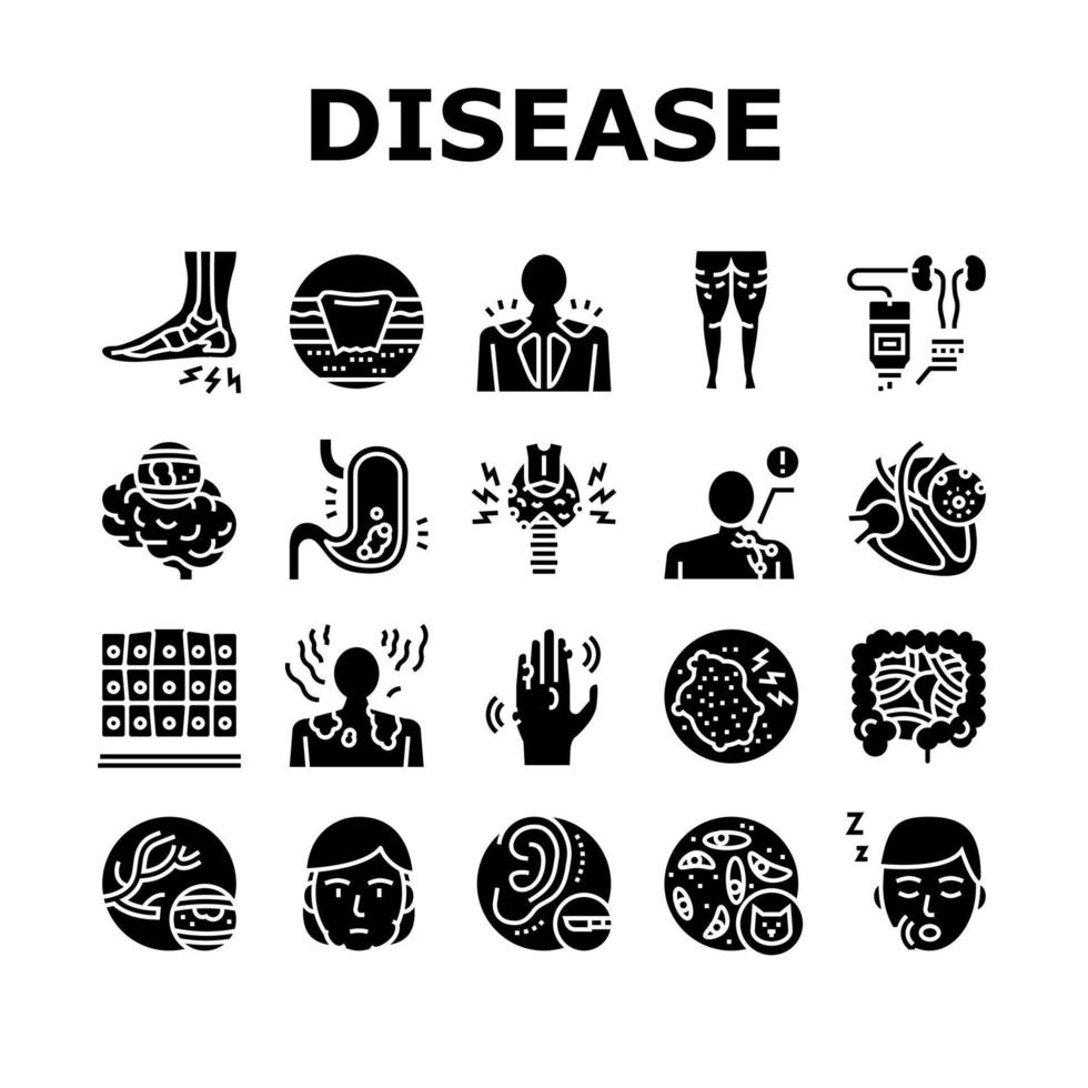 Disease Human Problem Collection Icons Set Vector