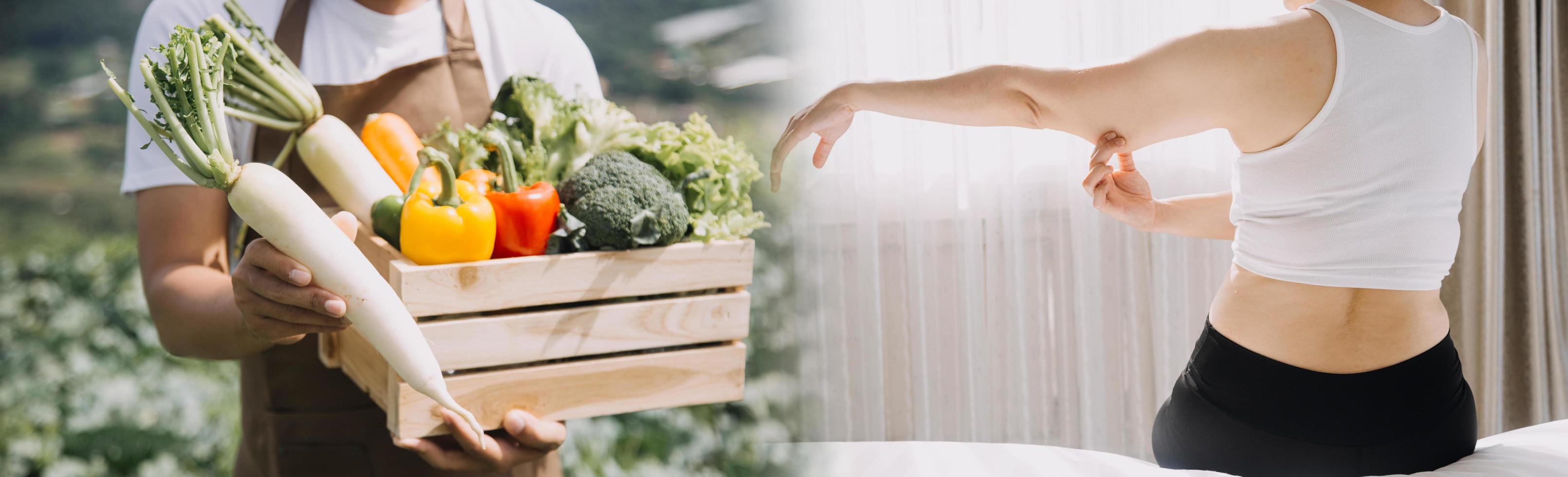 Young healthy woman with fruits. photo