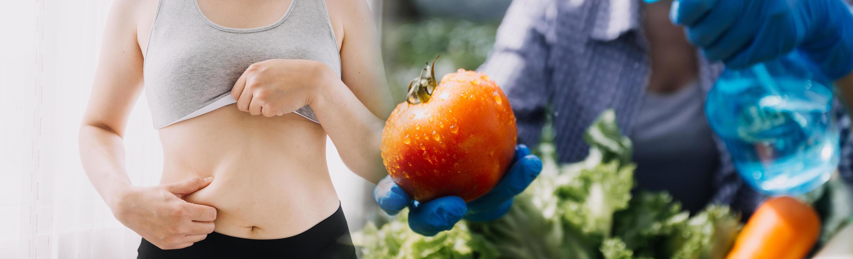 Young healthy woman with fruits. photo