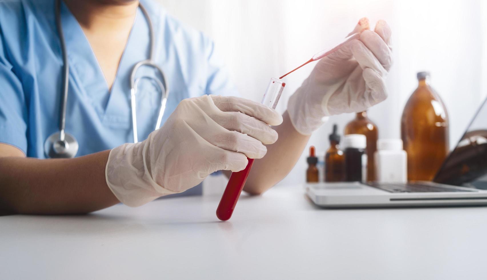 Double exposure of technology healthcare And Medicine concept. Doctors using digital tablet and modern virtual screen interface icons panoramic banner, blurred background. photo