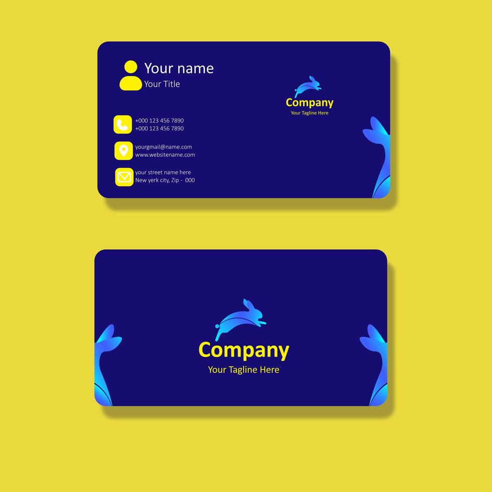 Blue and yellow business card photo