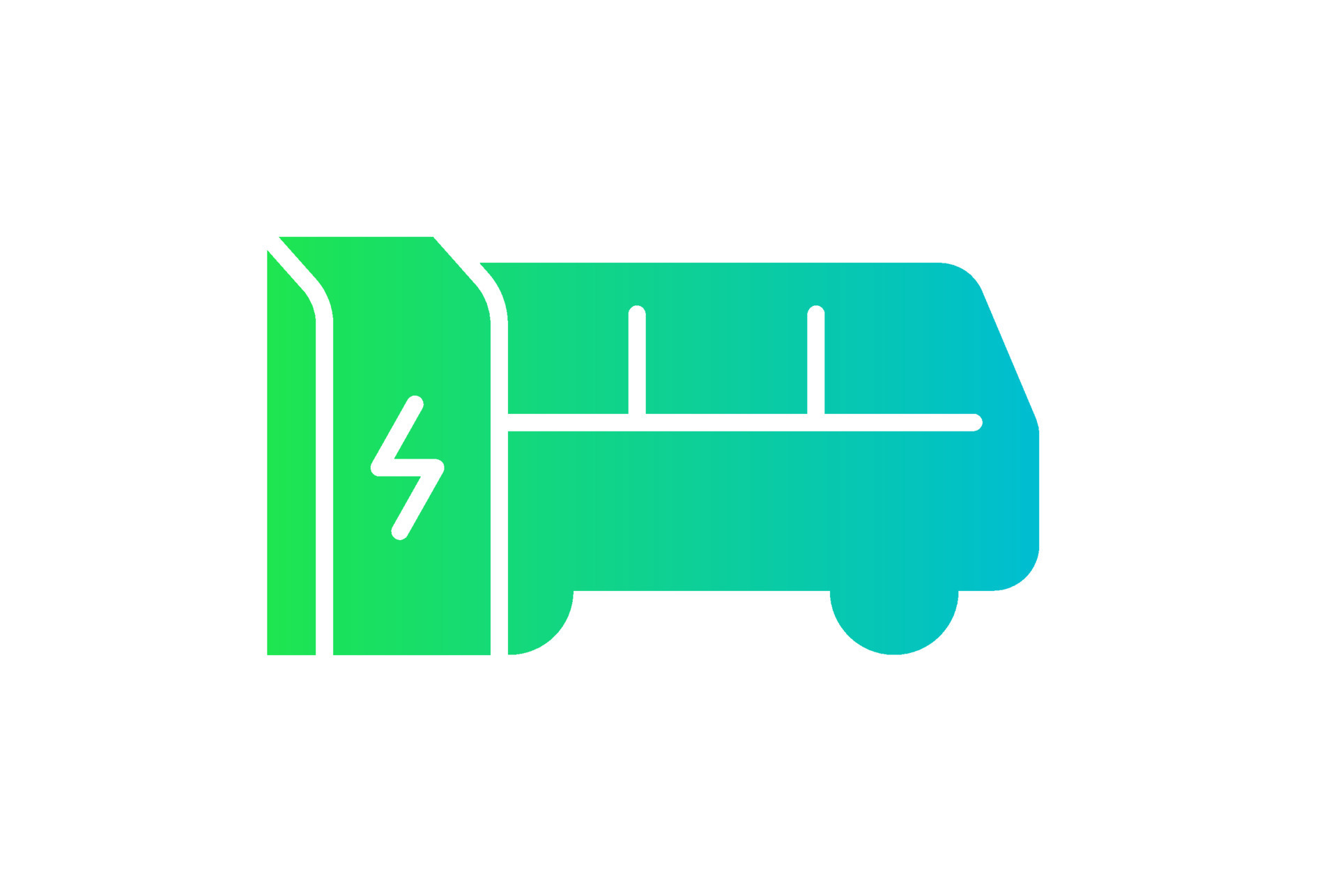 Electric bus charging in charger station icon. Electrical ebus energy