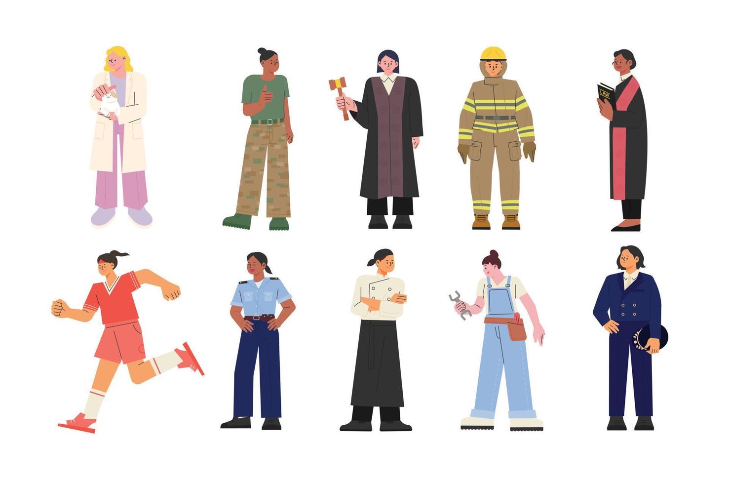 Female characters of various job. female expert. flat design style vector illustration.