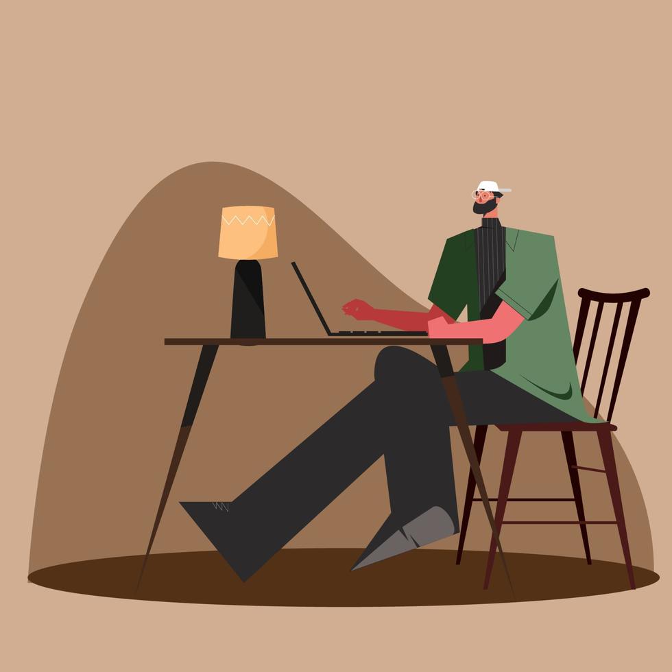 Flat illustration of people work at home vector