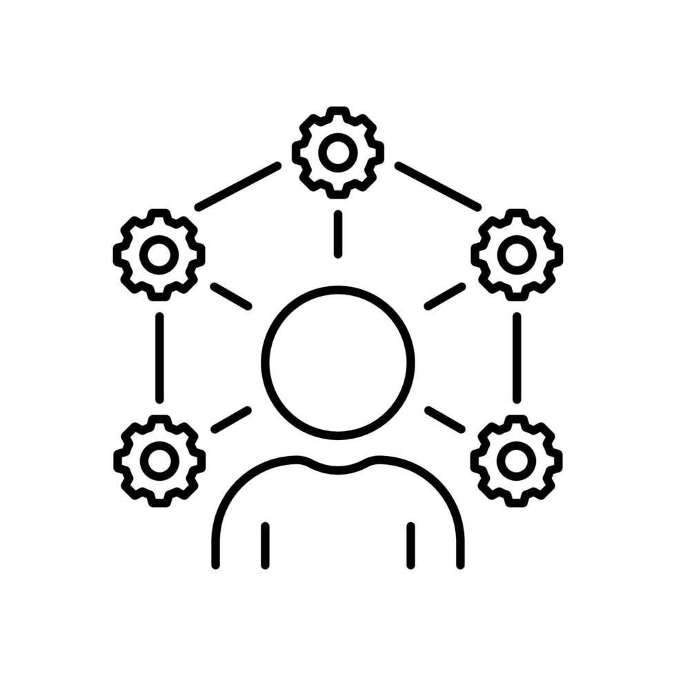 Ability Line Icon. Job Employee Training Talent Skill Linear Pictogram. Capability Social Increase Expertise Outline Icon. Management Efficiency. Editable Stroke. Isolated Vector Illustration