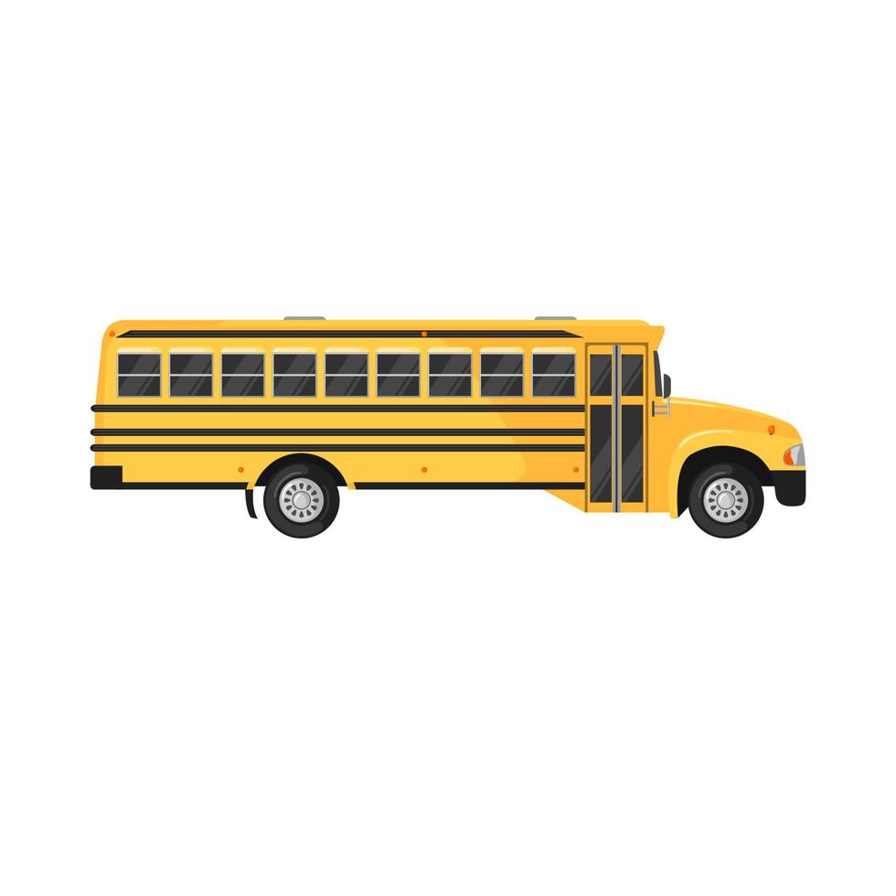 School Bus Icon in flat style on white background. Vector illustration