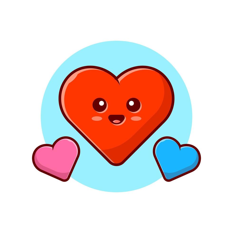 Cute Love Heart Cartoon Vector Icon Illustration. Sign Object  Icon Concept Isolated Premium Vector. Flat Cartoon Style