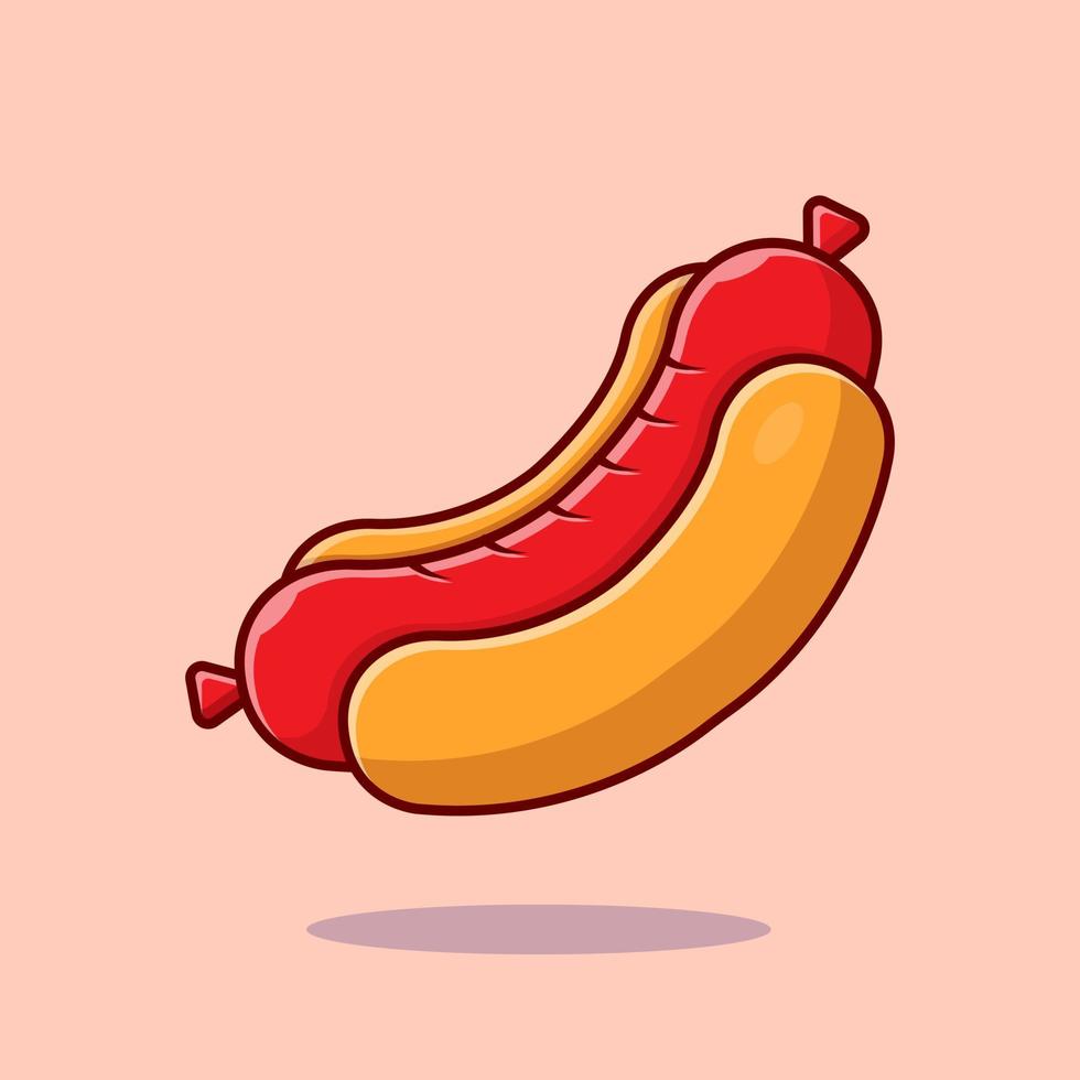 Hotdog Cartoon Vector Icon Illustration. Food Object Icon  Concept Isolated Premium Vector. Flat Cartoon Style