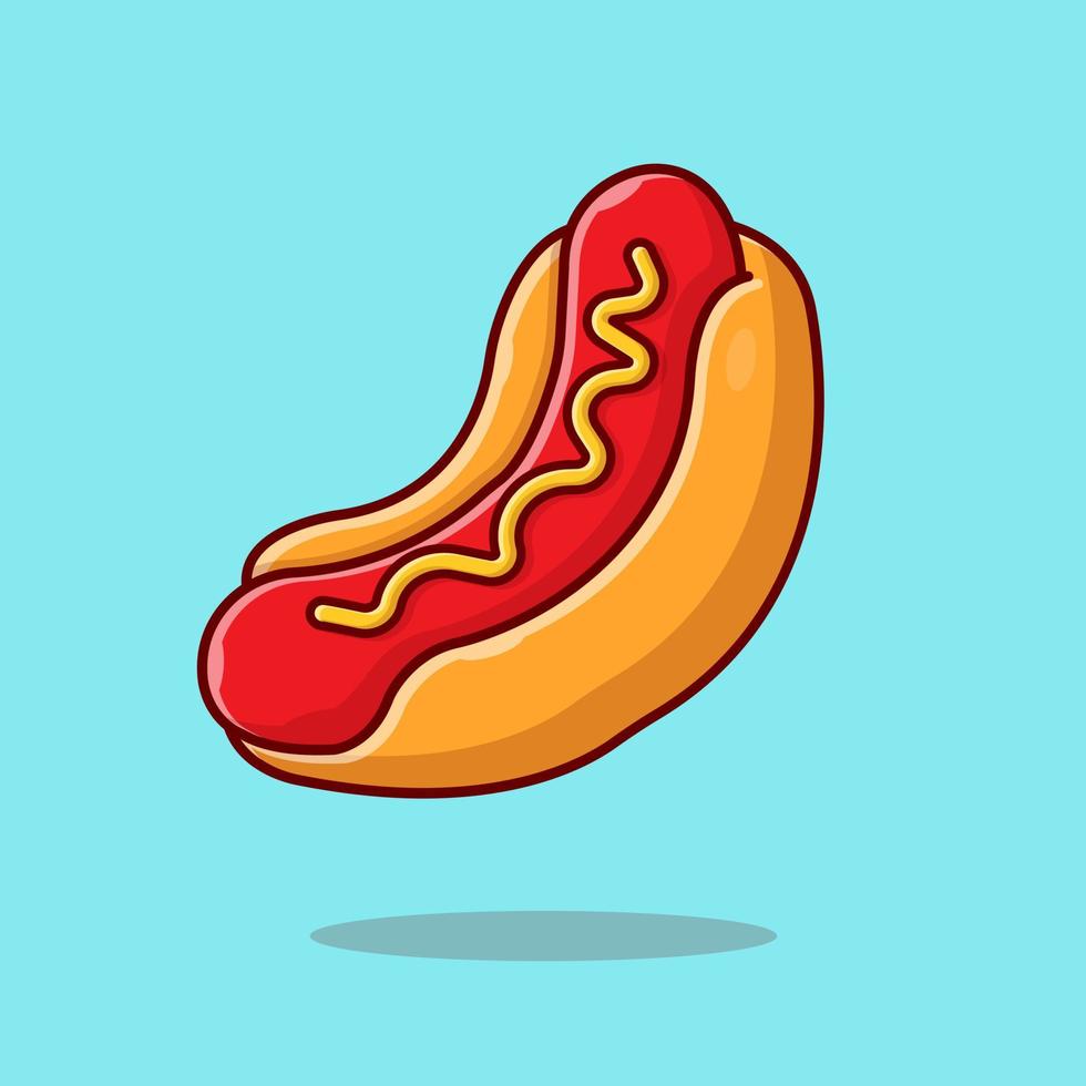 ilustración de icono de vector de dibujos animados de perrito caliente. concepto de icono de objeto de comida vector premium aislado. estilo de dibujos animados plana