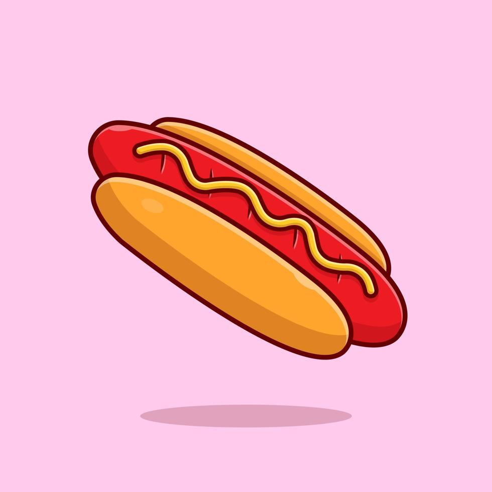 ilustración de icono de vector de dibujos animados de perrito caliente. concepto de icono de objeto de comida vector premium aislado. estilo de dibujos animados plana