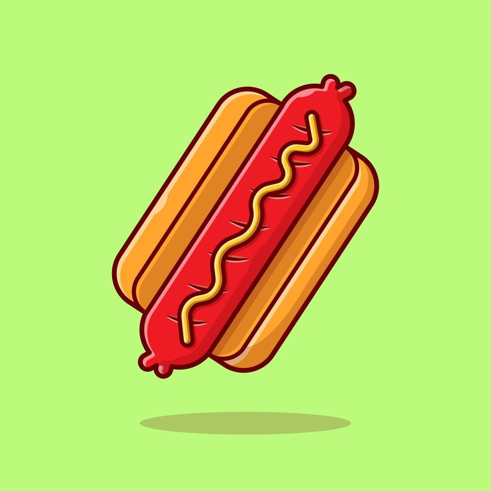 ilustración de icono de vector de dibujos animados de perrito caliente. concepto de icono de objeto de comida vector premium aislado. estilo de dibujos animados plana