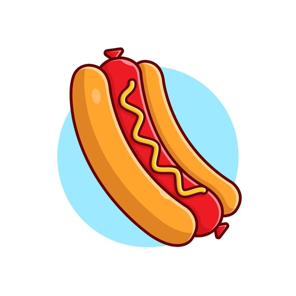 Hotdog Cartoon Vector Icon Illustration. Food Object Icon  Concept Isolated Premium Vector. Flat Cartoon Style