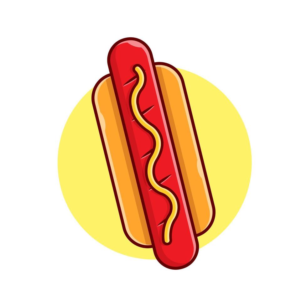 Hotdog Cartoon Vector Icon Illustration. Food Object Icon  Concept Isolated Premium Vector. Flat Cartoon Style