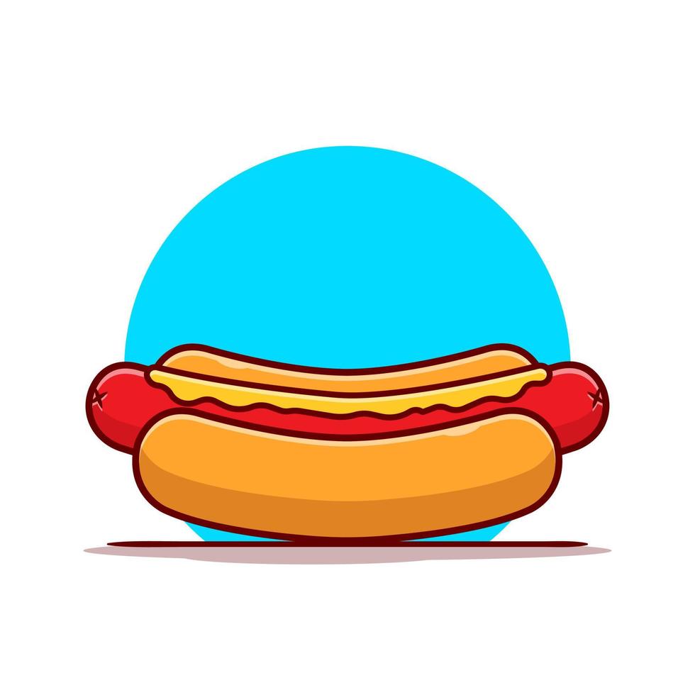 Hotdog Cartoon Vector Icon Illustration. Food Object Icon  Concept Isolated Premium Vector. Flat Cartoon Style